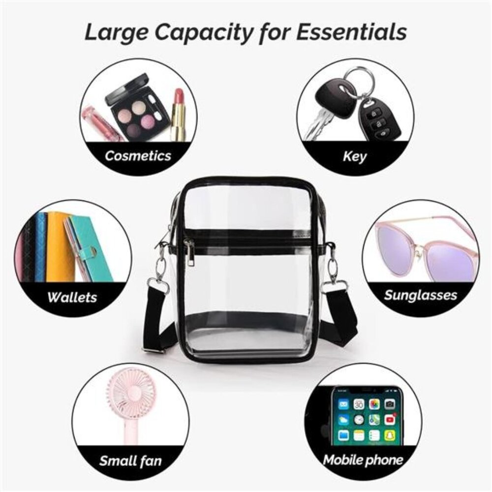 Clear Bag Stadium Approved Clear Purse Crossbody Adjustable Shoulder Strap - Picture 5 of 8